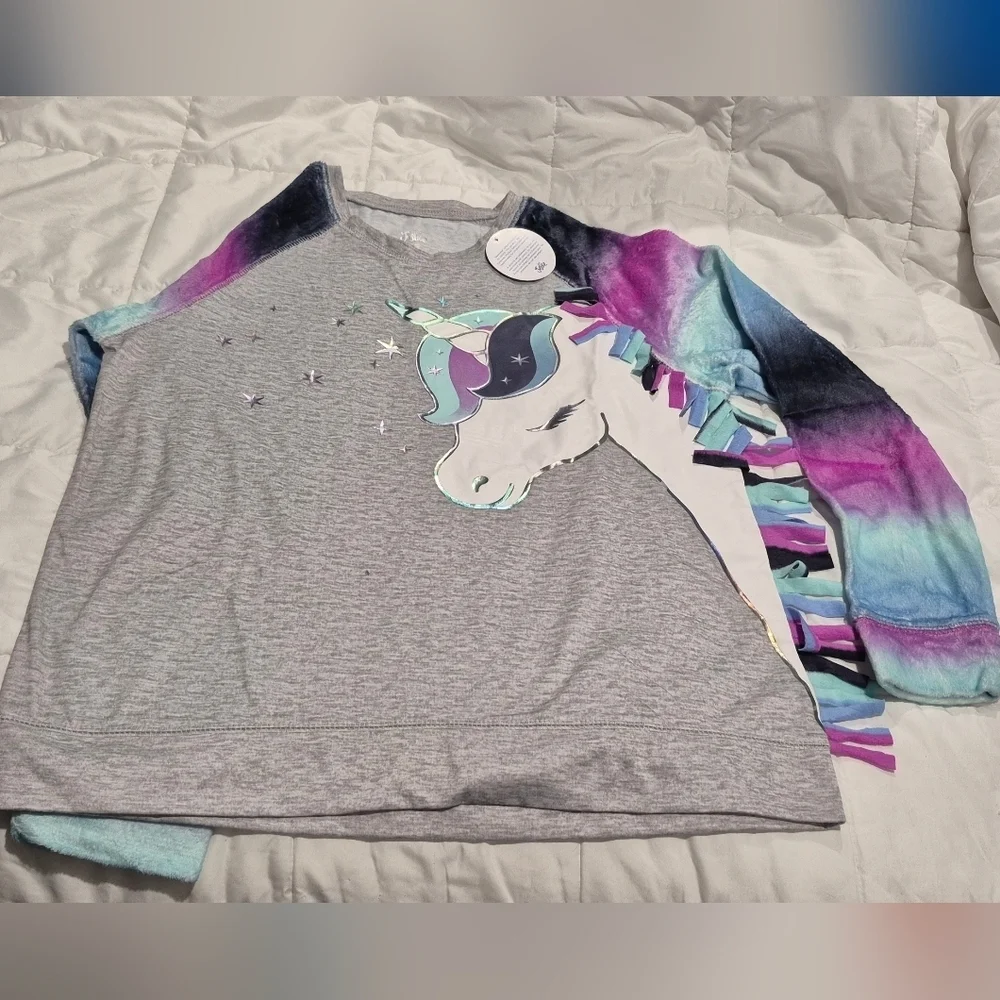 Justice Unicorn Sweatshirt - Gray with Multicolor Accents Pjs Set